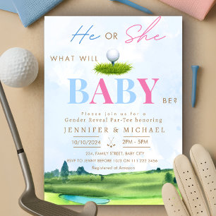 Golf Gender Reveal Par-Tee Party Invitation