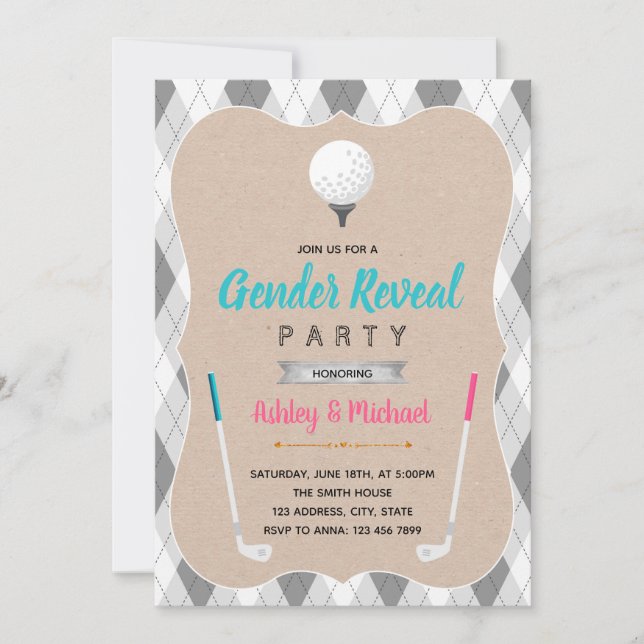 Golf gender reveal theme invitation (Front)