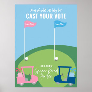 Golf Gender Reveal Voting Sign - Team Pink or Blue