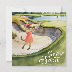 Golf Get Well Soon Card for cat lover golfers