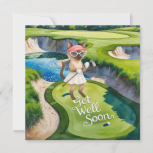 Golf Get Well Soon Card for cat lover golfers