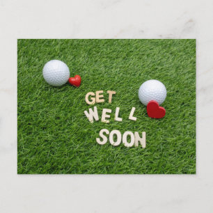 Golf Get well soon card with golf ball and tee