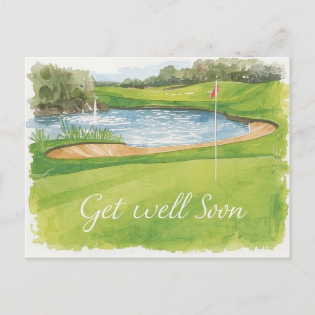 Golf Get Well soon on the golf course  Postcard (Front)