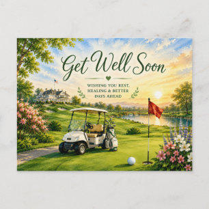 Golf Get Well Soon Watercolor for Golfer  Postcard