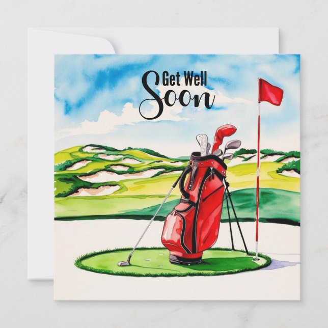 Golf get well soon with golf bag on putting green  (Front)