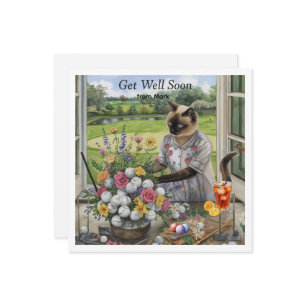 Golf get well soon with golf ball and flowers card