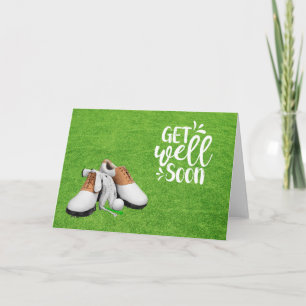 Golf Get well soon with golf ball on green grass  Card