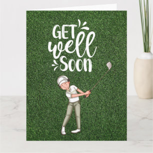 Golf Get well soon with golfer golfing on green Card
