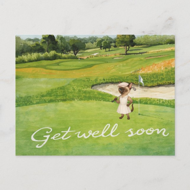 Golf Get well soon with golfer golfing on green  Postcard (Front)