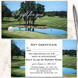 Golf Gift Certificate Template