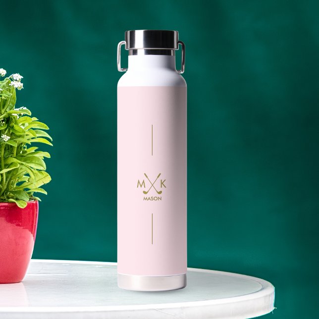 Golf Gift Ideas Gold Monogram Personalised Water Bottle (Creator Uploaded)