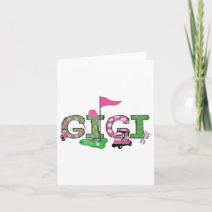 Golf Gigi Pink Hole In One Golf 1st Birthday Girl  Card