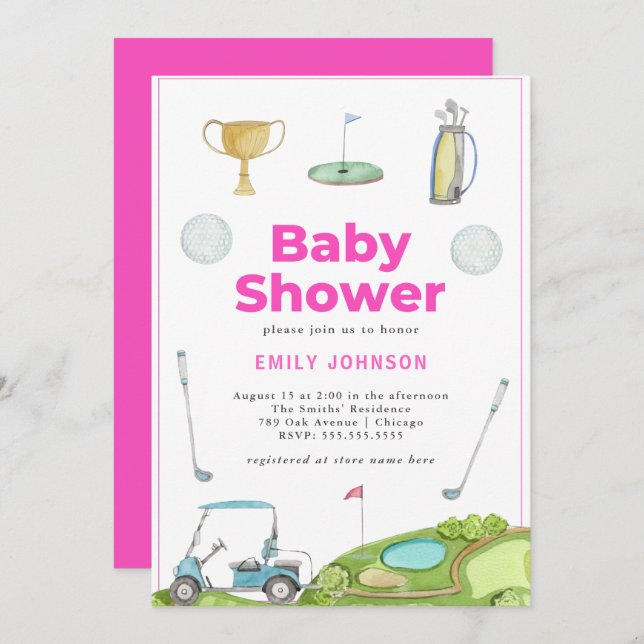 Golf Girl Baby Shower Invitation (Front/Back)