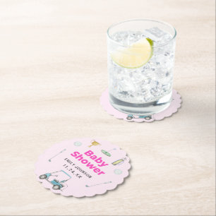 Golf Girl Baby Shower Paper Coaster