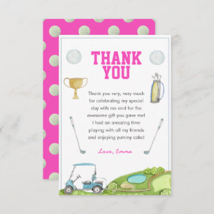 Golf Girl Birthday Thank You Card