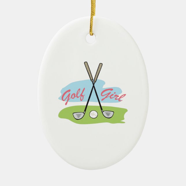 GOLF GIRL CERAMIC TREE DECORATION (Front)