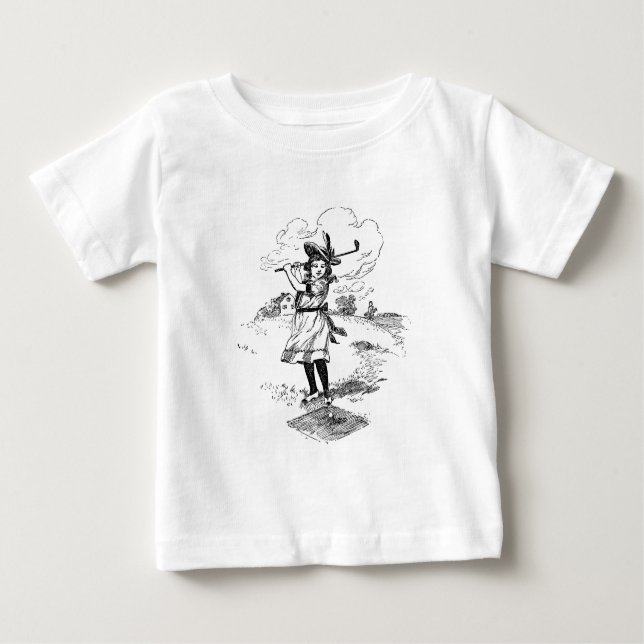 Golf Girl Golfing Vintage Art Baby T-Shirt (Front)