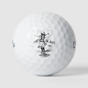 Golf Girl Golfing Vintage Art Golf Balls