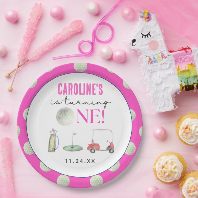 Golf Girls First Birthday Paper Plate (Party)