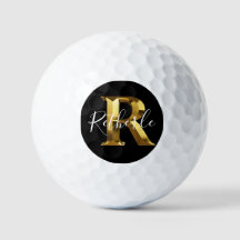 Golf Golden monogram name & initial golf balls