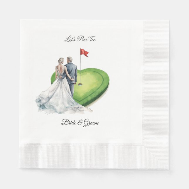 Golf golf flag on heart shape for wedding napkin (Front)