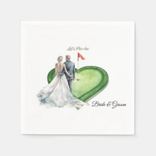 Golf golf flag on heart shape for wedding napkin