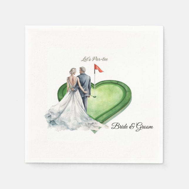 Golf golf flag on heart shape for wedding napkin (Front)