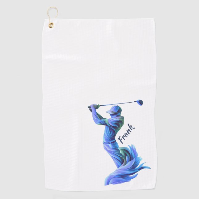 golf, golf pro, blue, silhouette golf towel (Front)