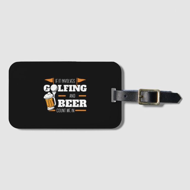 Golf Golfer Beer Drinking Golf Course Luggage Tag (Front Horizontal)