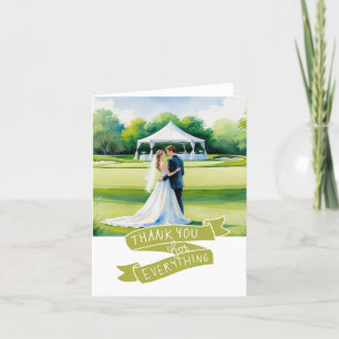 Golf Golfer Bride and Groom Golf Course watercolor Thank You Card