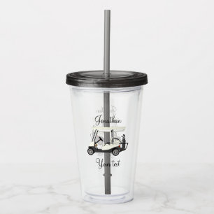 Golf Golfer Cart Acrylic Tumbler with Lid