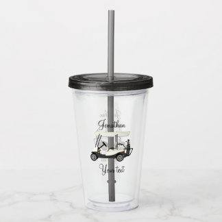Golf Golfer Cart Acrylic Tumbler with Lid