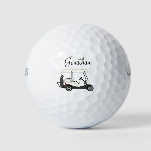 Golf Golfer Cart Personalised Golf Balls (Front)