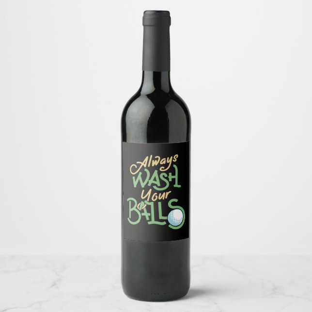 Golf Golfer Golfball Gift Wine Label (Front)