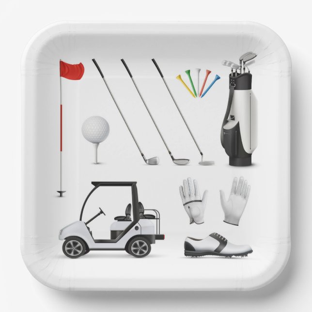 Golf Golfer Golfing Birthday Party Paper Plate (Front)