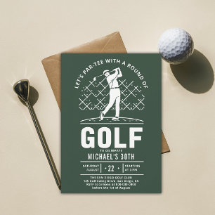 Golf Golfer Golfing Elegant Modern 30th Birthday Invitation