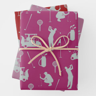 Golf Golfer Golfing Golf Cart and Bag  Wrapping Paper Sheet