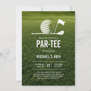 Golf Golfer Golfing Minimalist Men 40th Birthday  Invitation