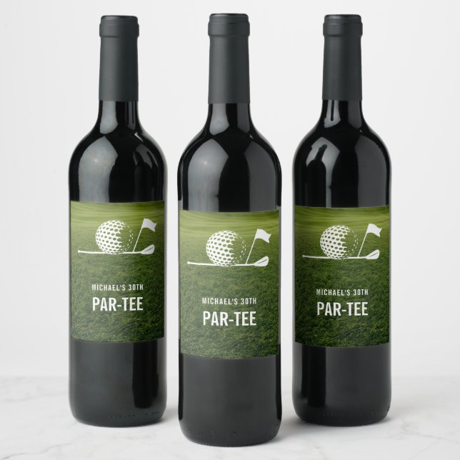 Golf Golfer Golfing Minimalist Men Birthday Wine Label (Bottles)