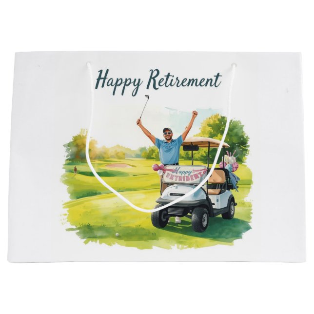 Golf  Golfer retirement party in golf course Large Gift Bag (Front)