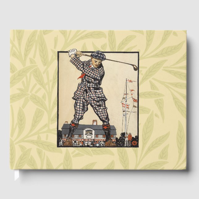 Golf Golfer Vintage Antique Golfing Guest Book (Front)