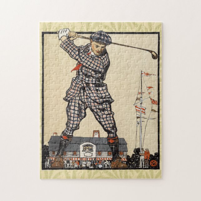 Golf Golfer Vintage Antique Golfing Jigsaw Puzzle (Vertical)