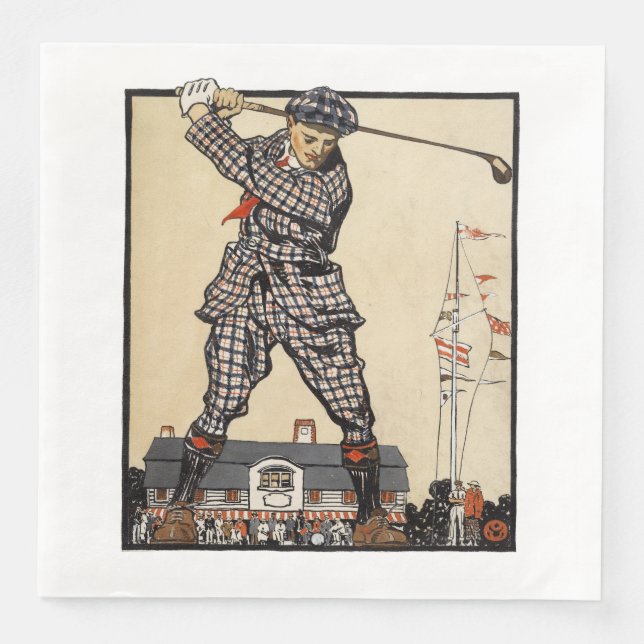 Golf Golfer Vintage Antique Golfing Napkin (Front)