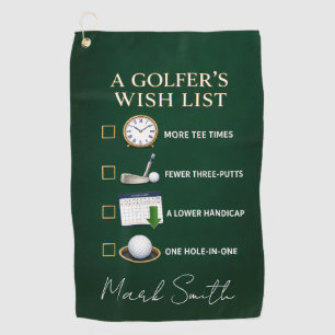 Golf Golfer wishing list on green Towel