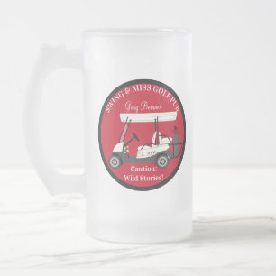 Golf Golfing Cart Frosted Beer Mug Drinkware Glass