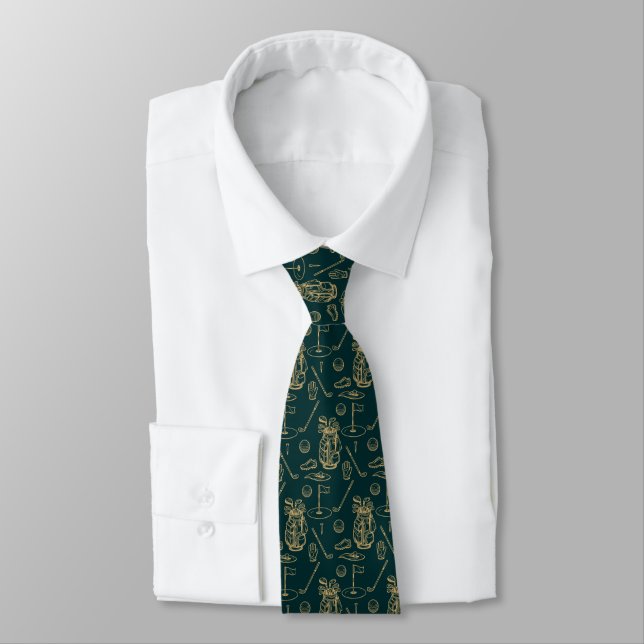 Golf Golfing Equipment Pattern Tie (Tied)