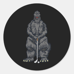 Golf Golfing Japanese Movie Dinosaur Monster Golfe Classic Round Sticker