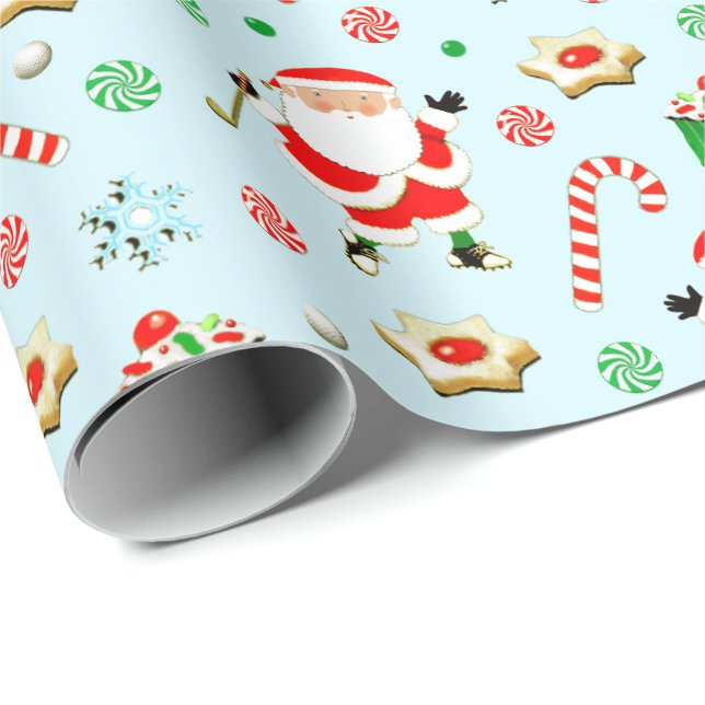 Golf Golfing Santa Wrapping Paper (Roll Corner)