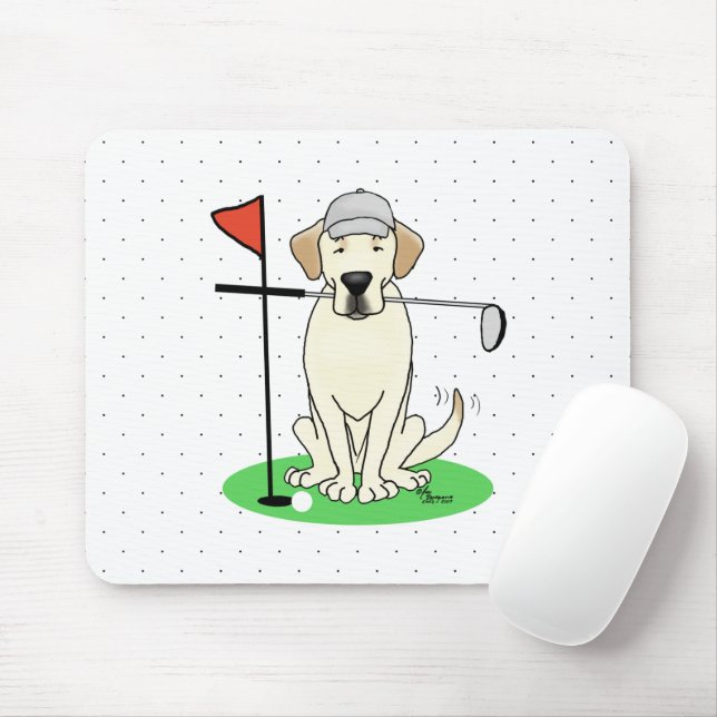 Golf Golfing Yellow Lab Labrador Retriever Dog Mouse Pad (With Mouse)