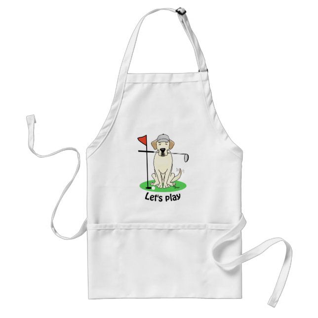 Golf Golfing Yellow Lab Labrador Retriever Dog Standard Apron (Front)